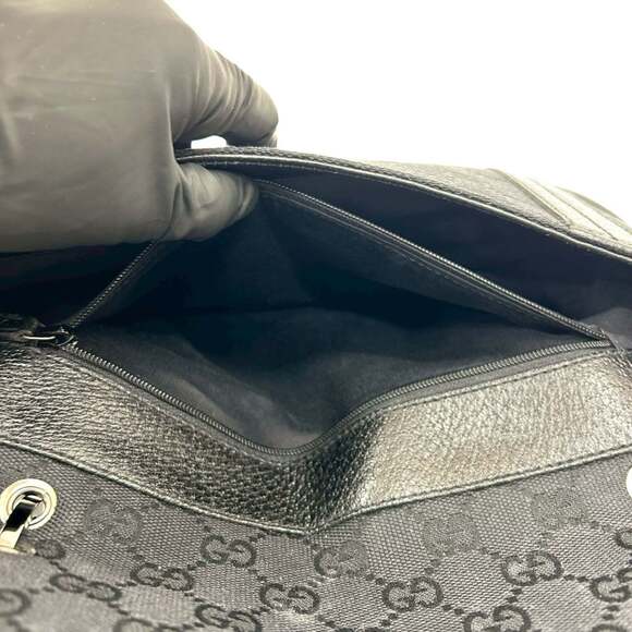 GUCCI GG Monogram Canvas and Leather Tote Bag, Semi-Shoulder Handbag, Black, ... - Picture 10 of 10